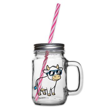 Cool Cow Sunglasses Casual Vector - Glass jar with handle and screw cap - clear - Right