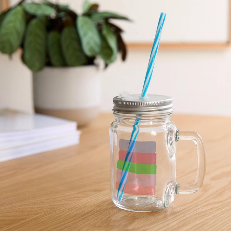 Pastellstreifen-Stack Henkelglas mit Schraubdeckel