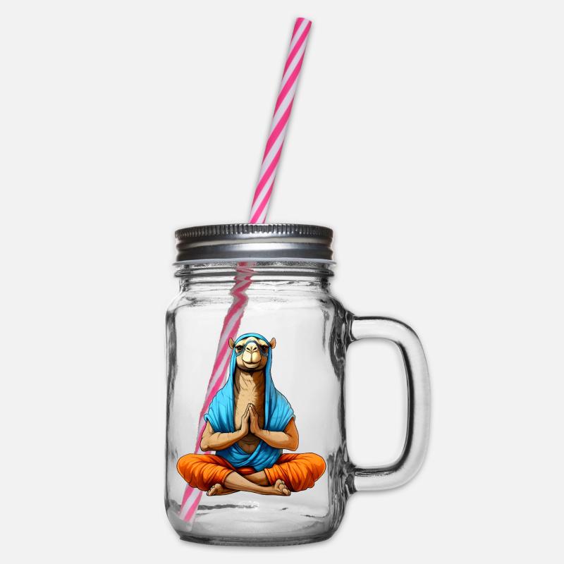 Yoga Kamel - Henkelglas mit Schraubdeckel - Klar
