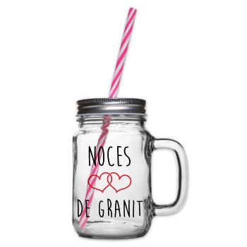 Cadeau Noces de Granit 90 Ans Mariage Amour Pur - Bocal à boisson - transparent - Droite