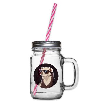 Cool Ferret – Abzeichen & Sonnenbrille - Henkelglas mit Schraubdeckel - Klar - Rechts