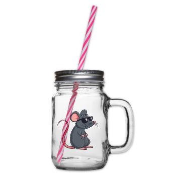 Ratten-Stilvolle Dunkle Brille - Henkelglas mit Schraubdeckel - Klar - Rechts