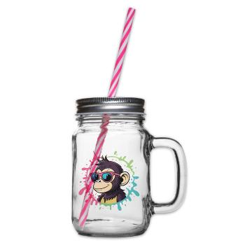 Singe cartoon Splash coloré lunettes roses - Bocal à boisson - transparent - Droite
