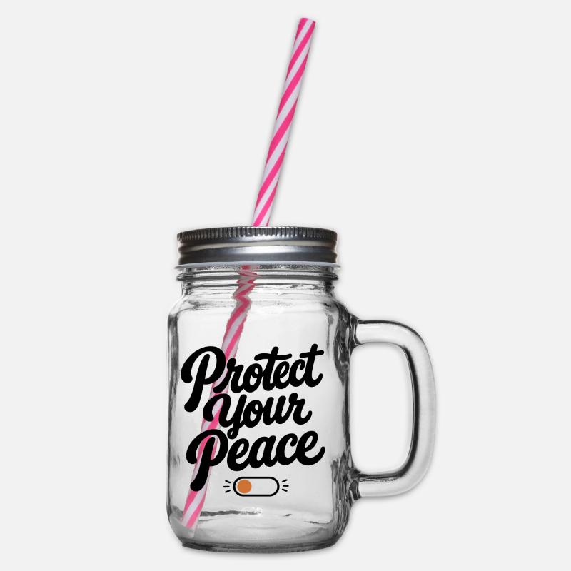 Protège ta paix | Typographie rétro minimale - Bocal à boisson - transparent
