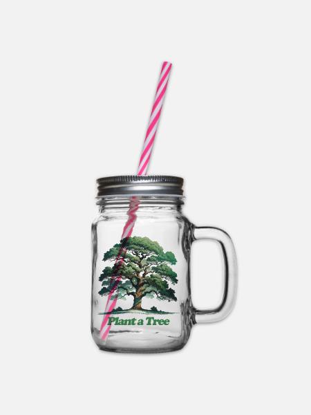 Pflanzen Sie einen Baum-Aquarellhain - Henkelglas mit Schraubdeckel - Klar