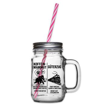 Koffein Mammut VS Güterzug - Henkelglas mit Schraubdeckel - Klar - Rechts