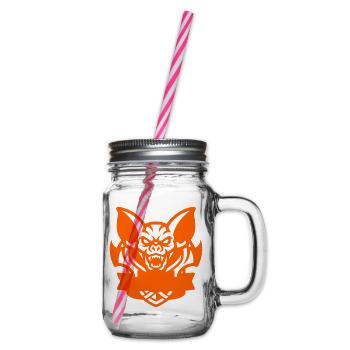 Fledermaus E-Sport Logo - Henkelglas mit Schraubdeckel - Klar - Rechts