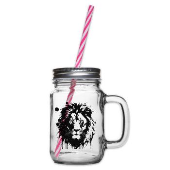 Black Lion Splash Art - Glass jar with handle and screw cap - clear - Right