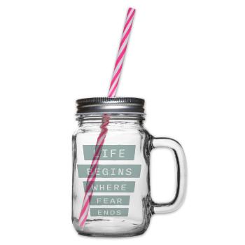 La vie commence là où la peur s’arrête Citation motivationnelle Logo - Bocal à boisson - transparent - Droite