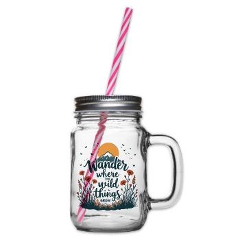 Hiking - Wander Where the Wild Things Grow - Glass jar with handle and screw cap - clear - Right