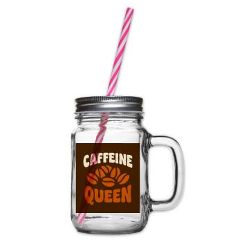 Caffeine Queen Coffee Graphic - Glass jar with handle and screw cap - clear - Right