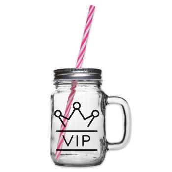 VIP-Kronenlogo - Henkelglas mit Schraubdeckel - Klar - Rechts