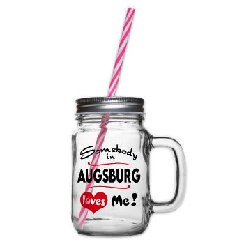 Augsburg Stadt Urban T-Shirt City Heimatliebe Town - Henkelglas mit Schraubdeckel - Klar - Rechts