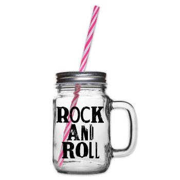 Distressed und Vintage Rock'n'Roll-Musiktypogra - Henkelglas mit Schraubdeckel - Klar - Rechts