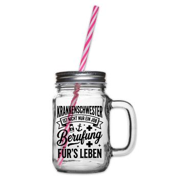 Kranken Schwester – Berufung fürs Leben - Henkelglas mit Schraubdeckel - Klar - Rechts