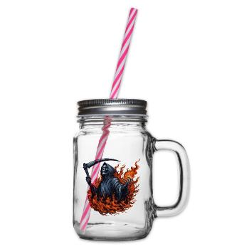 Sensenmann in Flammen - Henkelglas mit Schraubdeckel - Klar - Rechts