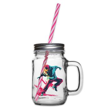 B-Boy Cartoon Stil - Henkelglas mit Schraubdeckel - Klar - Rechts