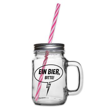 Ein Bier, Bitte! (Sprechblase / Bierchen / Down B) - Henkelglas mit Schraubdeckel - Klar - Rechts