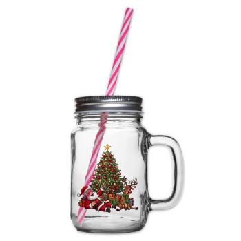 Betrunkener Weihnachtsmann – Lustiges Bier Motiv - Henkelglas mit Schraubdeckel - Klar - Rechts