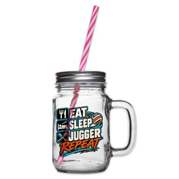 Eat Sleep Jugger Repeat – Jugger Sport - Henkelglas mit Schraubdeckel - Klar - Rechts