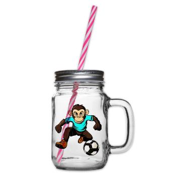 Fussballer Affe - Henkelglas mit Schraubdeckel - Klar - Rechts