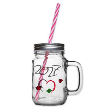 Neujahr 2027 Glücksdesign - Henkelglas mit Schraubdeckel - Klar - Rechts