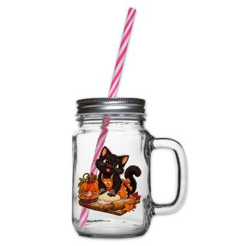 Kürbiskatzenbäcker - Henkelglas mit Schraubdeckel - Klar - Rechts