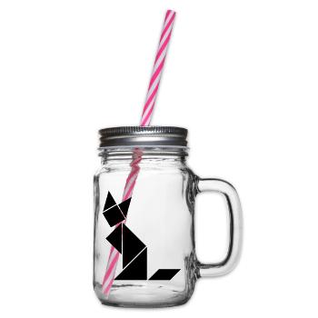 Tangram Katze - Henkelglas mit Schraubdeckel - Klar - Rechts