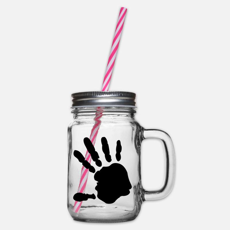 Hand - Henkelglas mit Schraubdeckel - Klar