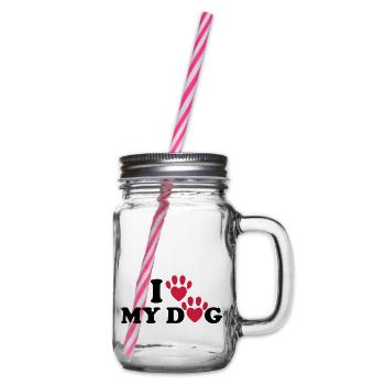 i_love_mz_dog_f2 - Glass jar with handle and screw cap - clear - Right