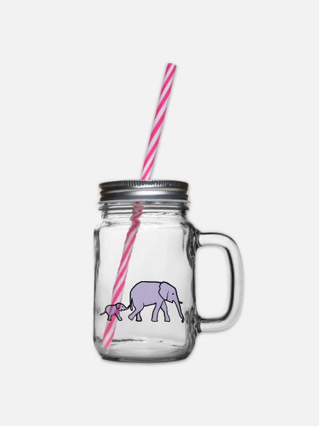 Elephant mother and baby - Bocal à boisson - transparent