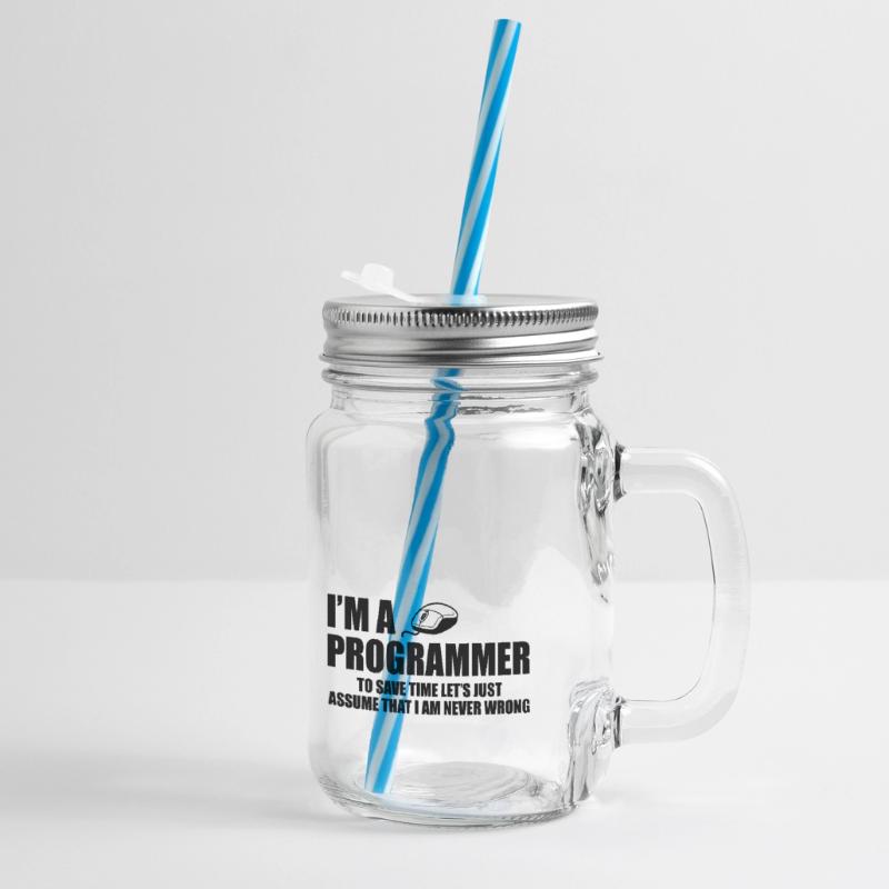 Programmer Programming Computer Science Gift Glass jar with handle and screw cap