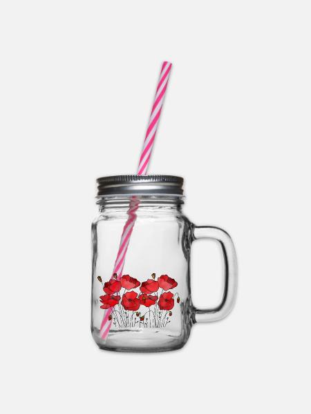 Blumen - Henkelglas mit Schraubdeckel - Klar