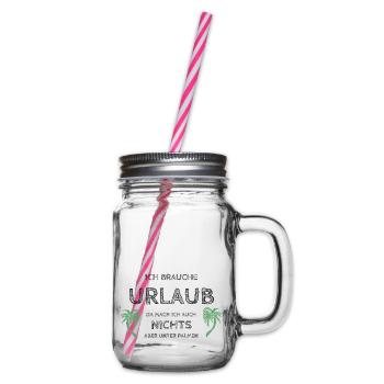 Ich brauche Urlaub - Henkelglas mit Schraubdeckel - Klar - Rechts