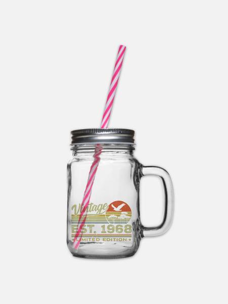 Jahrgang 1968 Genial seit 1968 Geschenk 1968 Retro - Henkelglas mit Schraubdeckel - Klar