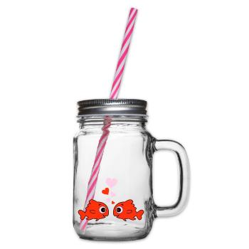 comic fische in love 2 - Henkelglas mit Schraubdeckel - Klar - Rechts