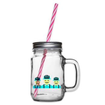 Construction Worker Pixel 02 - Glass jar with handle and screw cap - clear - Right