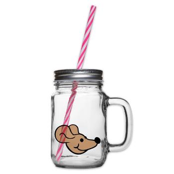 Mouse Mouse Cute Little Rat Rodent Friendly - Glass jar with handle and screw cap - clear - Right
