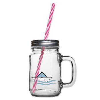 Paper boat on waves - Glass jar with handle and screw cap - clear - Right