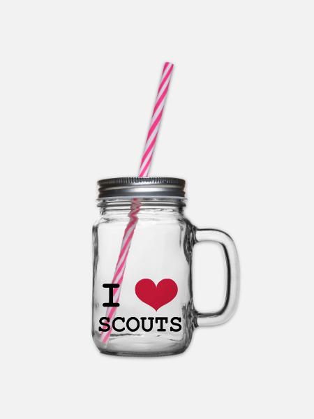 I Love Scouts - Henkelglas mit Schraubdeckel - Klar