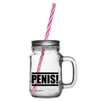 penis design - Henkelglas mit Schraubdeckel - Klar - Rechts