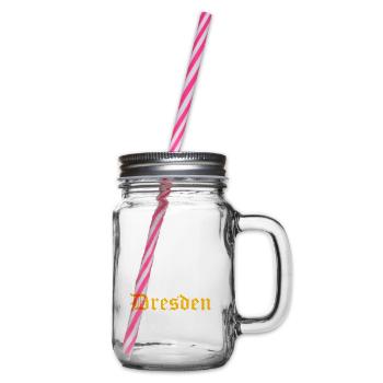 Dresden Schriftzug altdeutsch - Henkelglas mit Schraubdeckel - Klar - Rechts