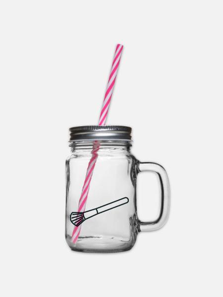 Make-up-Pinsel - Henkelglas mit Schraubdeckel - Klar