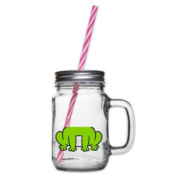 Costume small sitting frog - Glass jar with handle and screw cap - clear - Right