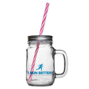 run better than government - Glass jar with handle and screw cap - clear - Right