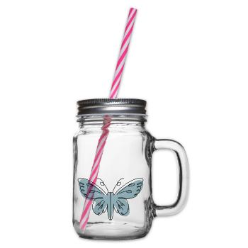 Abstraktes Design Schmetterling - Henkelglas mit Schraubdeckel - Klar - Rechts