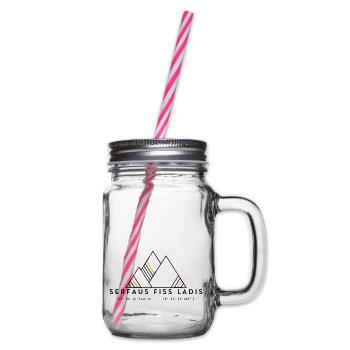 Minimalistisches Serfaus Fiss Ladis-Logo - Henkelglas mit Schraubdeckel - Klar - Rechts