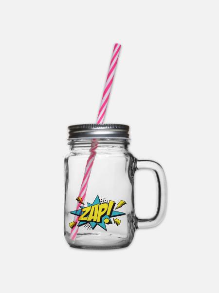 ZAP-Comic-Design - Henkelglas mit Schraubdeckel - Klar