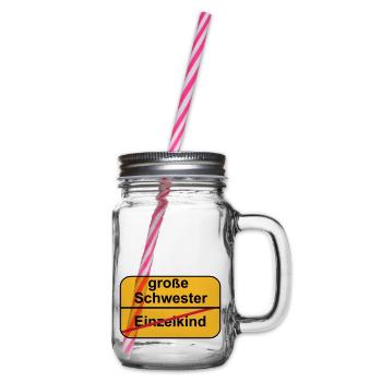 große Schwester - Henkelglas mit Schraubdeckel - Klar - Rechts