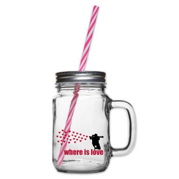 where is love - Glass jar with handle and screw cap - clear - Right